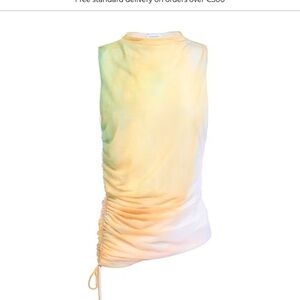 Topshop Yellow and Orange Ruched Tank Top